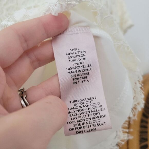 Nanette Lepore White Lace Top Ruffle Sleeve S - Picture 4 of 6